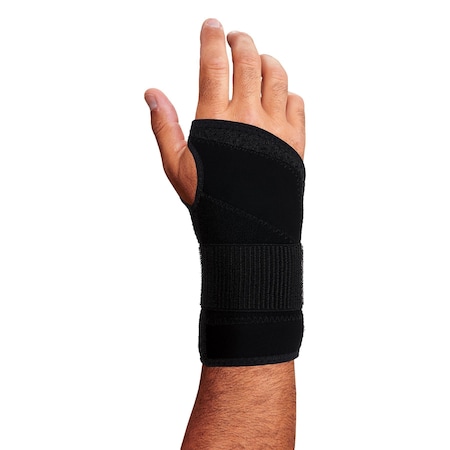 Ergodyne Wrist Brace, Nylon, Polyester, Spandex, Single Strap, Right, Black, Size M 4005